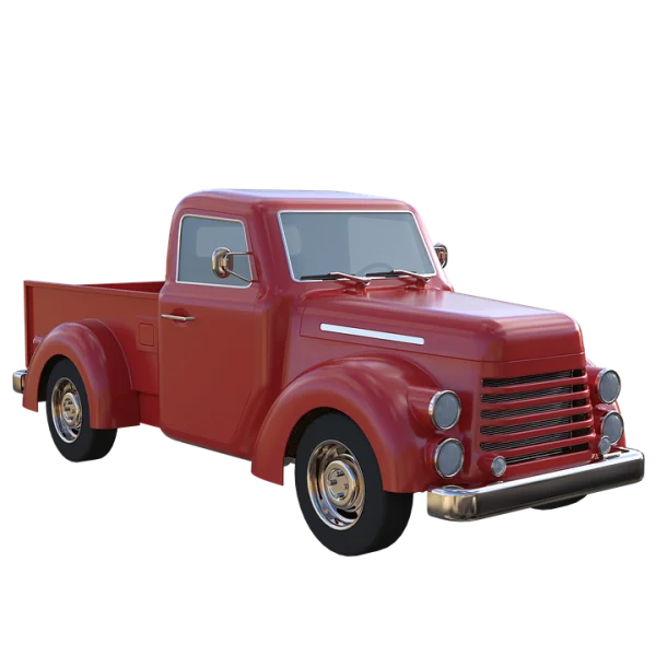 Red Vintage Pickup Truck PNG Transparent Background