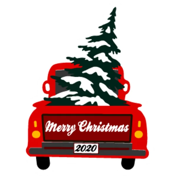 Red Christmas Truck with Tree PNG Sticker