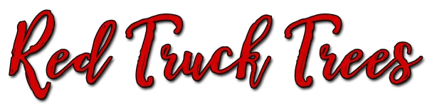 Red Truck Trees Script Text PNG Transparent Background