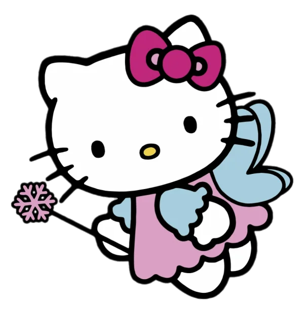 Hello Kitty Winter Fairy with Snowflake Wand PNG