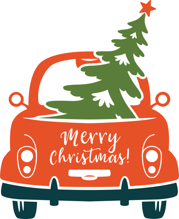 Christmas Car with Tree PNG Transparent Background