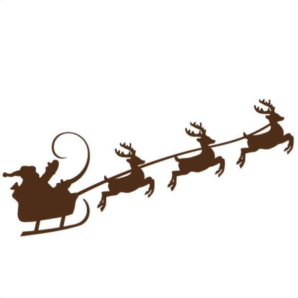 Santa Sleigh and Reindeer Silhouette PNG