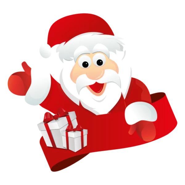 Cartoon Santa Claus with Gifts PNG Transparent Background