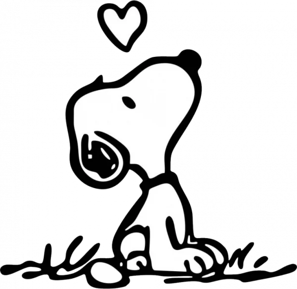 Snoopy with Heart PNG Transparent Background