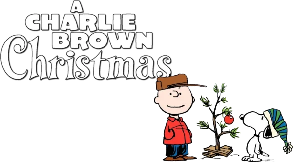 A Charlie Brown Christmas Logo with Characters PNG