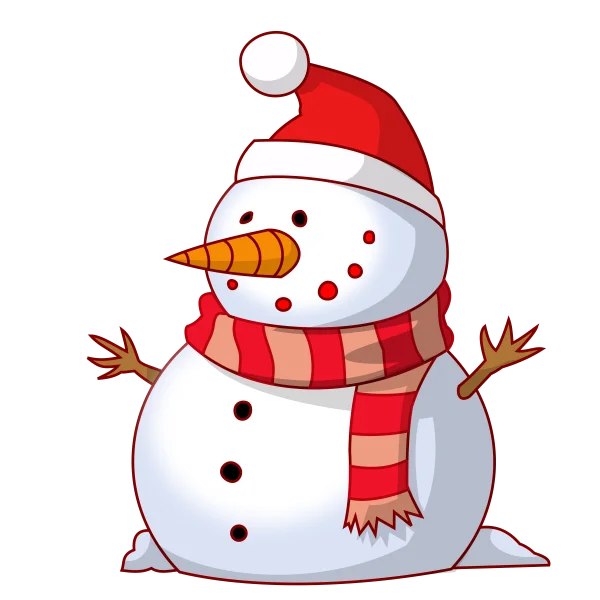 Cute Snowman with Santa Hat PNG