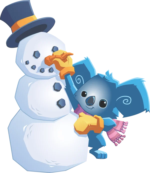 Cute Koala and Snowman Building PNG Transparent Background