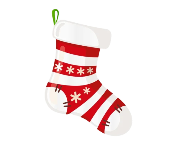 Christmas Stocking with Red Stripes PNG Transparent Background