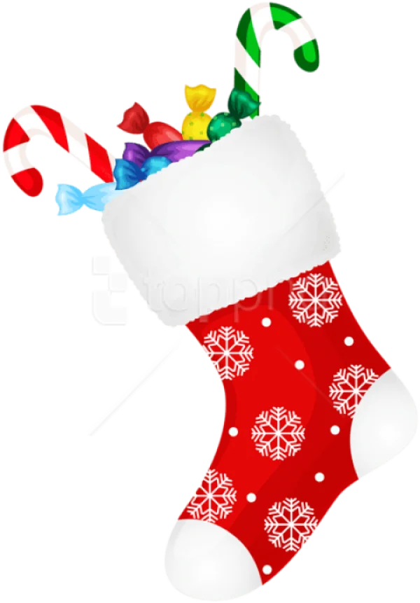 Christmas Stocking with Sweets PNG Transparent