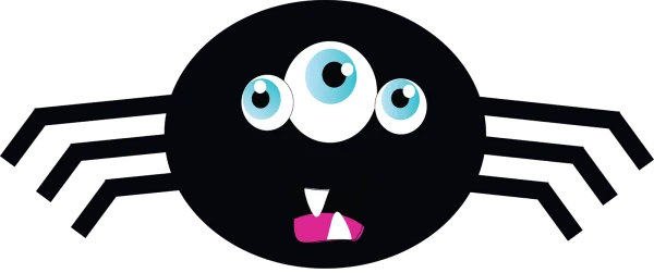 Cute Cartoon Spider with Three Eyes PNG