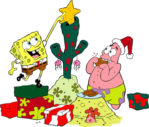 Spongebob and Patrick Christmas Celebration PNG