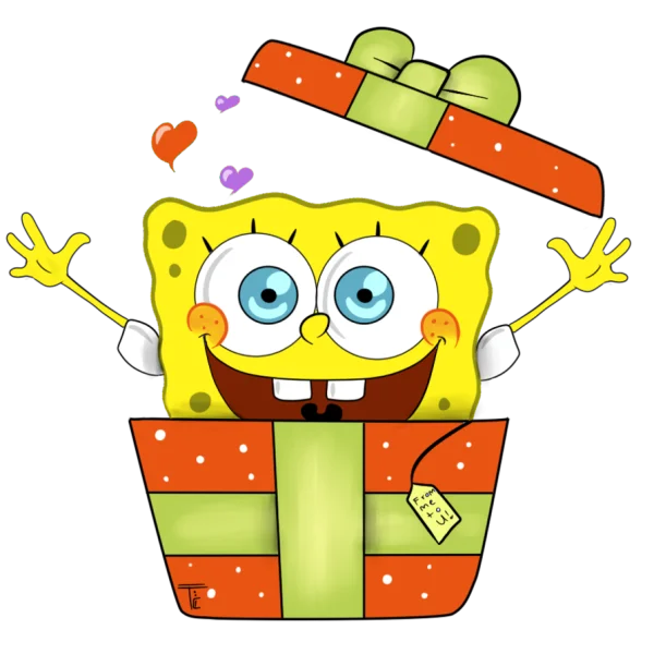 Spongebob Squarepants Jumping Out of Gift Box PNG