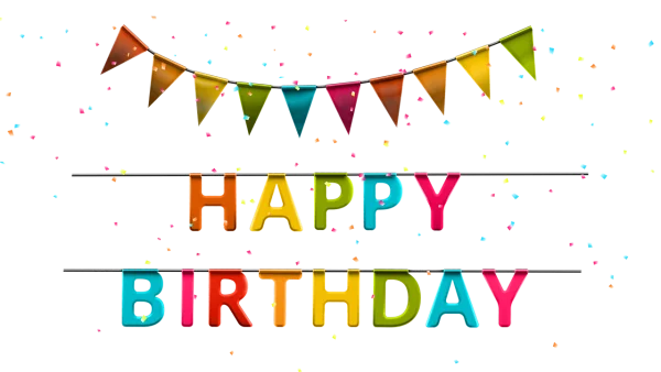Colorful Happy Birthday Banners with Confetti PNG