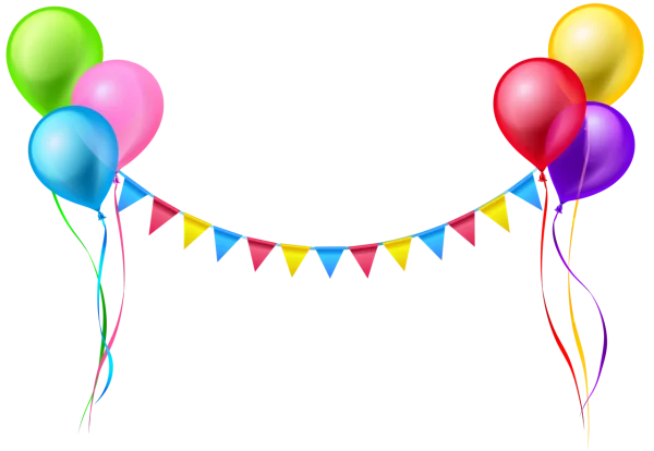 Colorful Party Balloons and Bunting PNG
