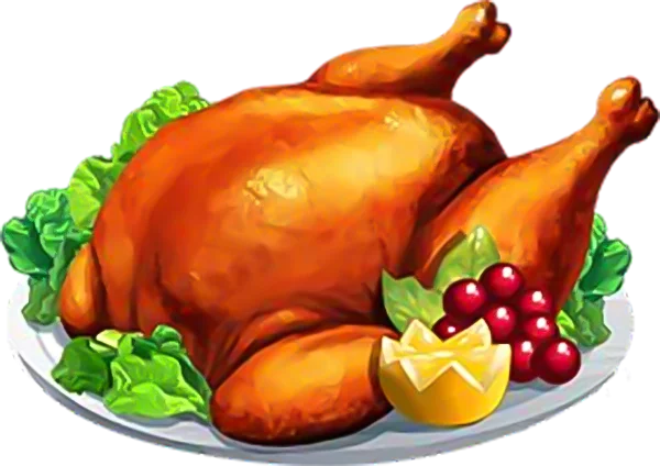 Roasted Turkey with Garnish PNG Transparent Background