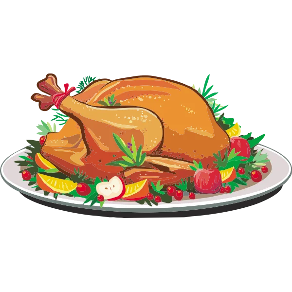 Roasted Turkey on Platter PNG