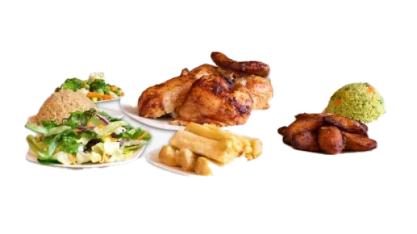 Roasted Chicken Meal with Sides PNG Transparent