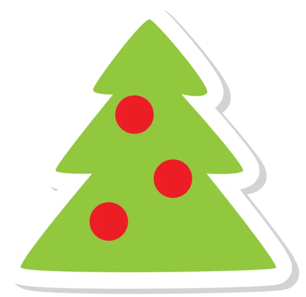 Cartoon Christmas Tree with Ornaments PNG