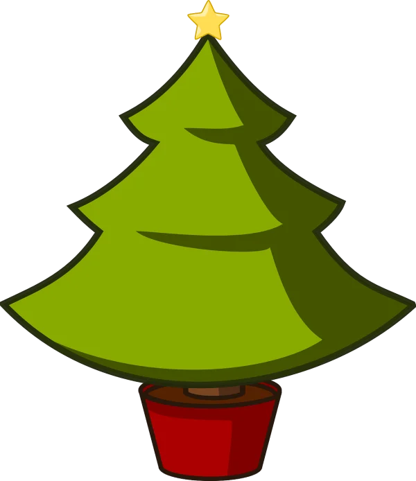 Stylized Christmas Tree with Star in Pot PNG Transparent Background