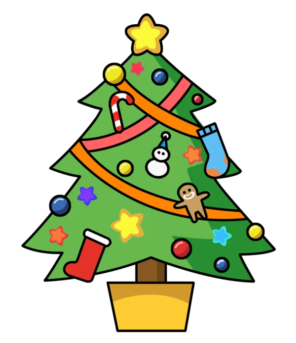 Festive Cartoon Christmas Tree PNG Transparent Background