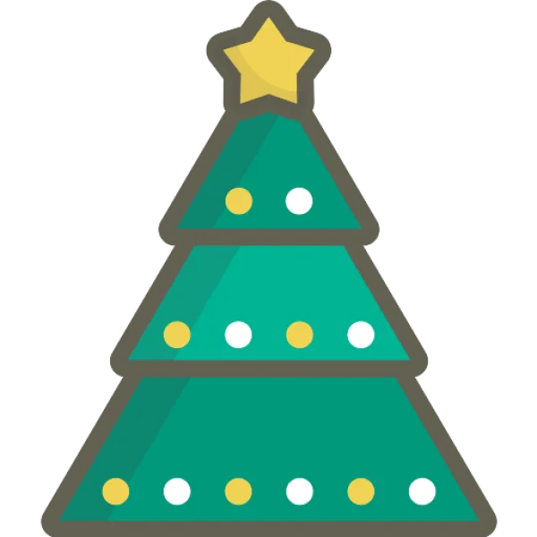 Decorated Christmas Tree Icon PNG Transparent Background