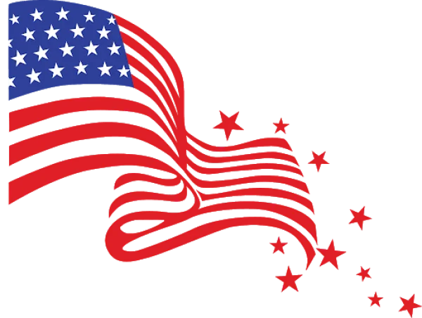 Waving American Flag and Stars Design PNG