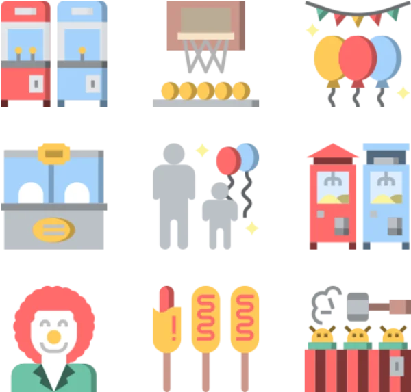 Amusement Park Carnival Icons PNG Collection