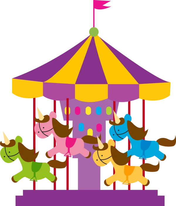 Colorful Unicorn Carousel PNG Transparent