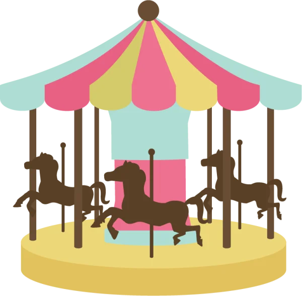 Playful Cartoon Carousel PNG Transparent Background