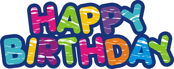 Colorful Distressed Happy Birthday Text PNG