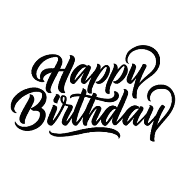 Happy Birthday Script Text PNG Transparent