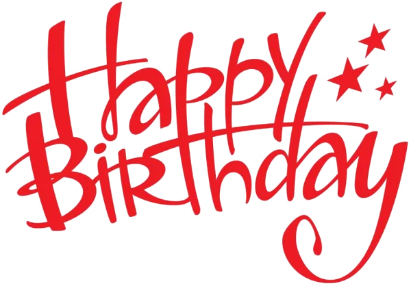 Happy Birthday Calligraphy with Stars PNG Transparent