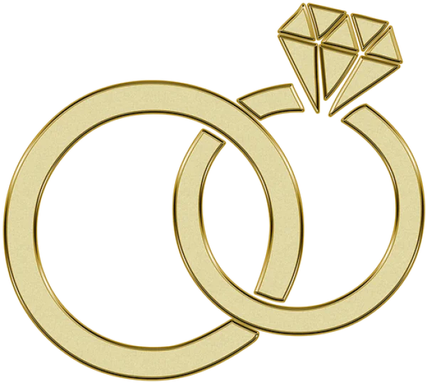 Golden Wedding Rings with Diamond PNG Transparent Background