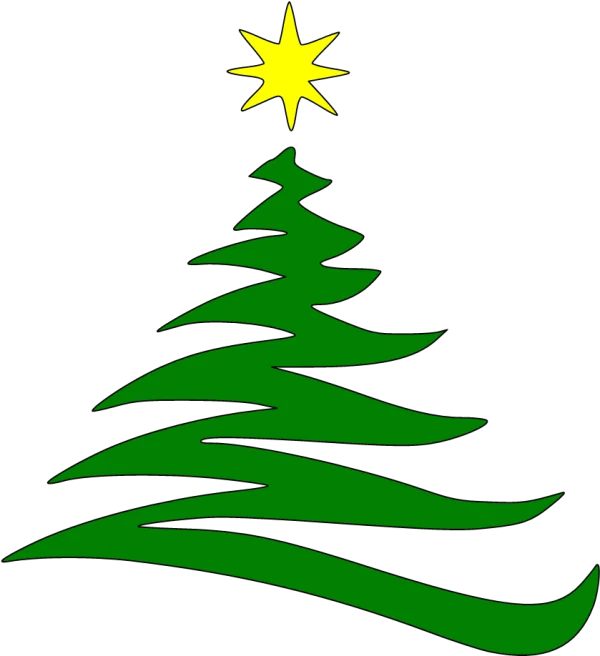 Stylized Christmas Tree with Yellow Star PNG
