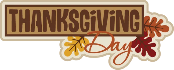 Thanksgiving Day Label with Autumn Leaves PNG