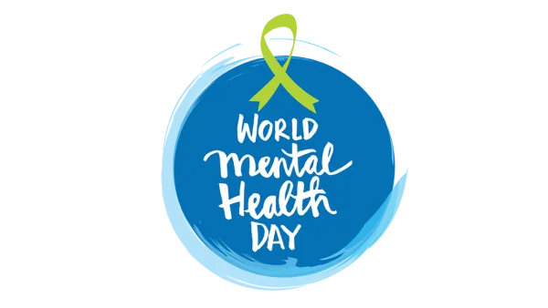 World Mental Health Day Logo with Green Ribbon PNG