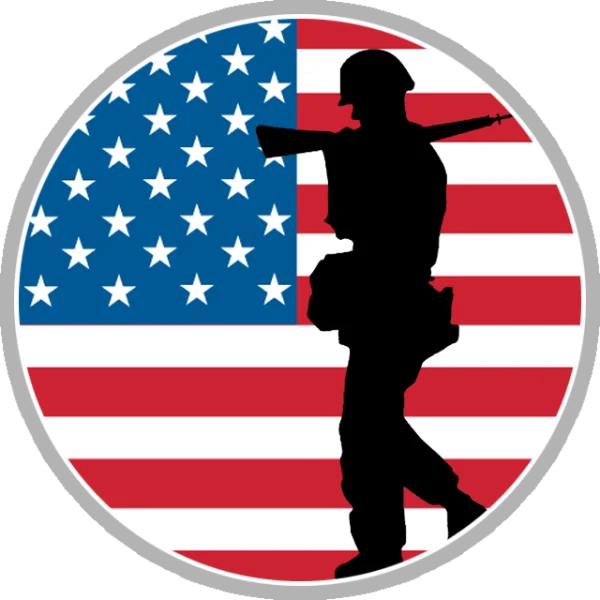 American Soldier Silhouette Flag Circle PNG