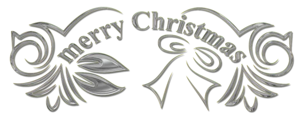Silver Ornate Merry Christmas Text PNG