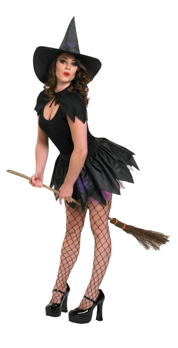 Sexy Witch with Broom PNG Transparent Background
