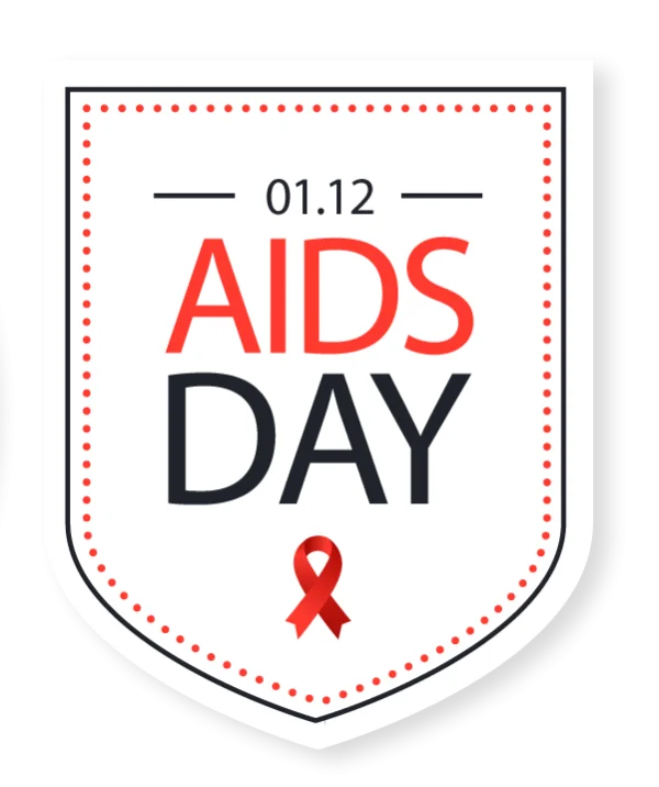 World AIDS Day Badge PNG with Red Ribbon