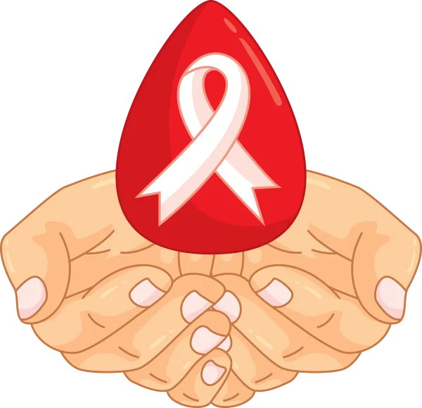 Hands Holding Blood Drop Awareness Ribbon PNG