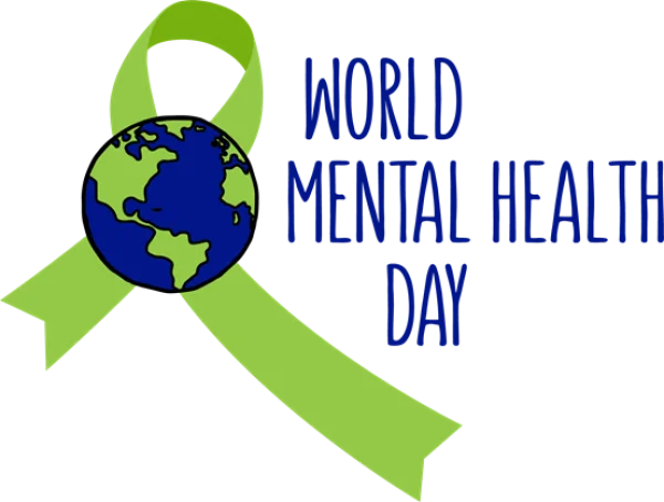 World Mental Health Day Globe Ribbon PNG