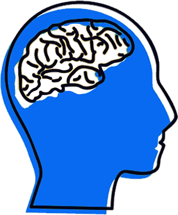 Blue Human Head with Brain Icon PNG