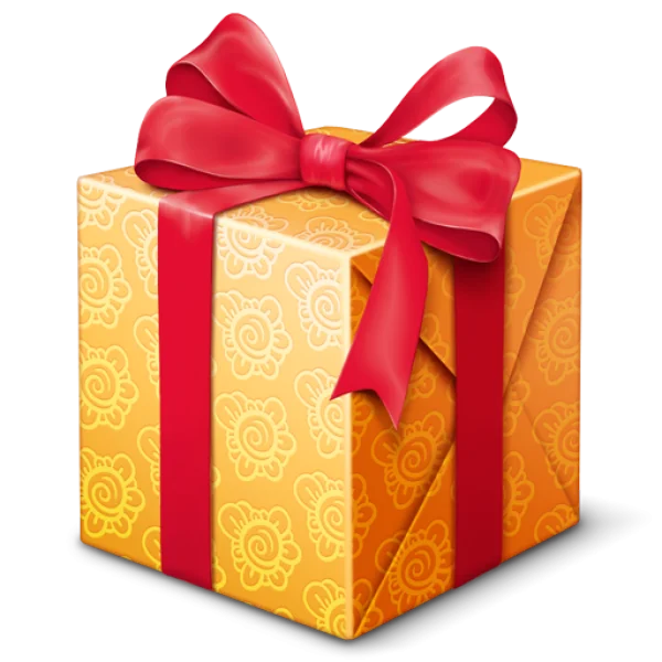Orange Gift Box with Red Bow PNG Transparent Background
