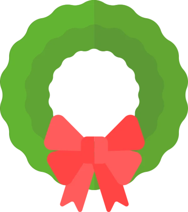 Christmas Wreath with Red Bow PNG Transparent