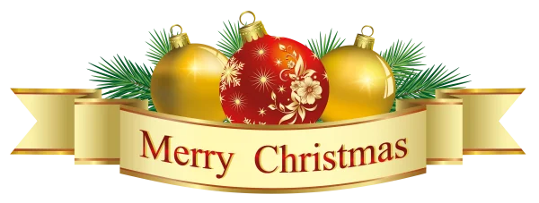 Merry Christmas Banner and Ornaments PNG