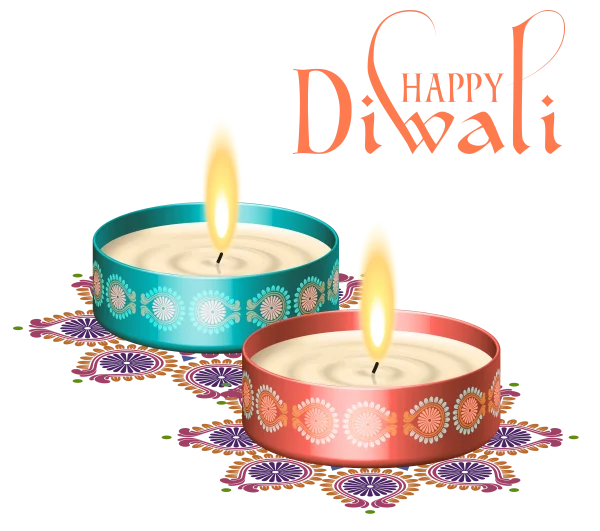 Happy Diwali Candles with Rangoli PNG