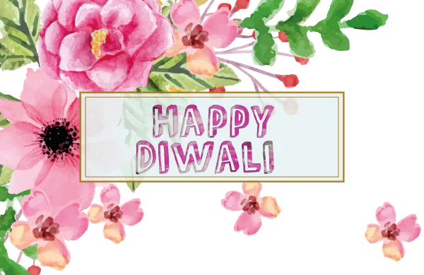 Happy Diwali Floral Watercolor PNG