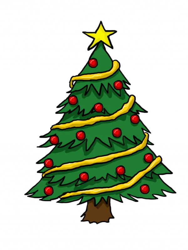 Cartoon Christmas Tree with Star PNG