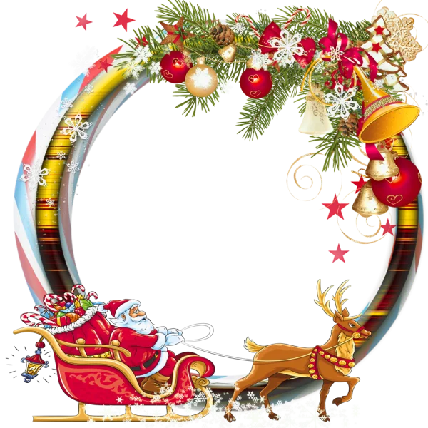 Christmas Frame with Santa and Reindeer PNG